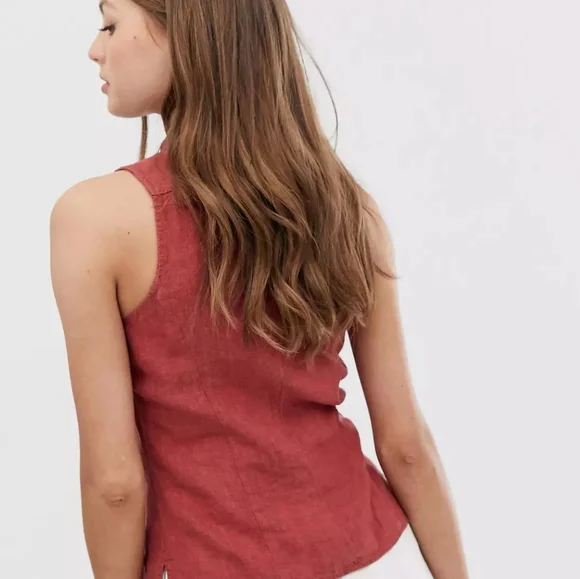 Mango linen sleeveless button front blouse - Picture 4 of 10